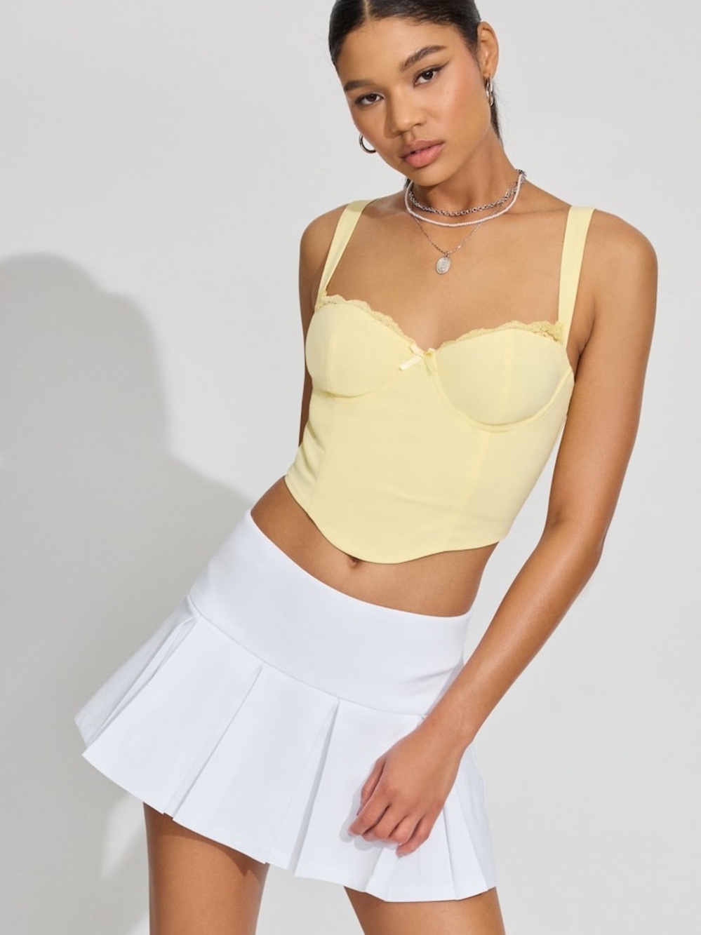Garage White Pleated Skort
